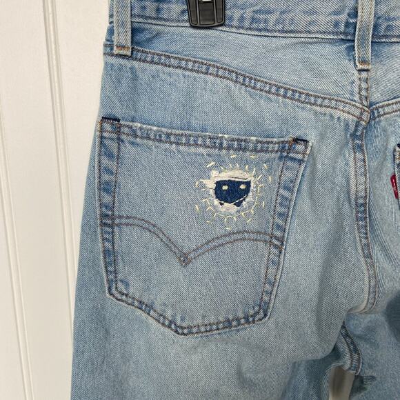 LEVI'S 551Z AUTHENTIC STRAIGHT PHANTOM DX DESTRUCTED HEMP JEANS W31 L34 - Picture 6 of 8